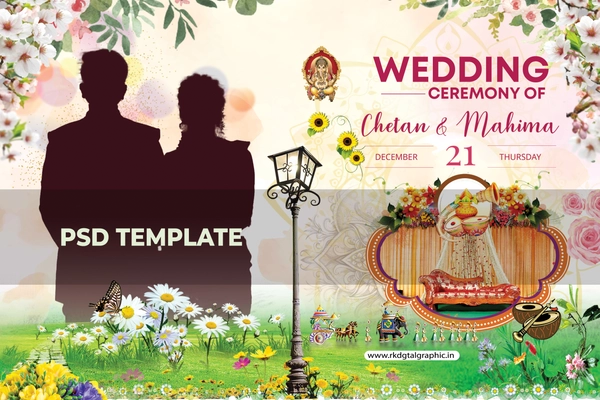 thumbnail Best Design of Wedding Flex Banner PSD Photoshop Template for Download